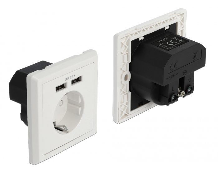 DELOCK Αντάπτορας ρεύματος 11471, 2x USB, 2.4A, λευκός 1 DELOCK Αντάπτορας ρεύματος 11471