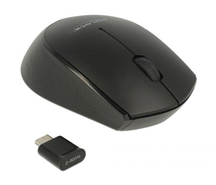 DELOCK Wireless mini Mouse, Οπτικό, USB Type-C receiver, 3-button, μαύρο 1 DELOCK Wireless mini Mouse