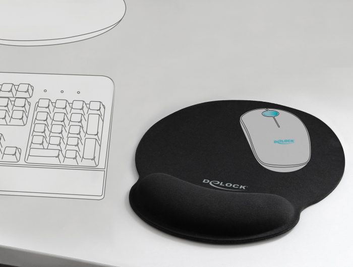 DELOCK Mousepad 12559 με στήριγμα καρπού, 252 x 227mm, μαύρο 3 μαύρο
