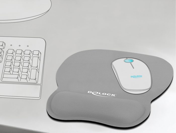 DELOCK Mousepad 12698 με στήριγμα καρπού, 245x206 mm, γκρι 2 245x206 mm