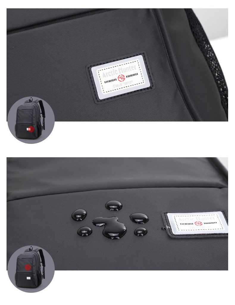 ARCTIC HUNTER τσάντα πλάτης 20005-BK με θήκη laptop, αδιάβροχη, μαύρη 3 μαύρη