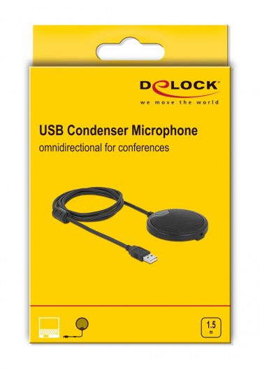 DELOCK μικρόφωνο 20672, πυκνωτικό, omnidirectional, με mute, USB 3 omnidirectional
