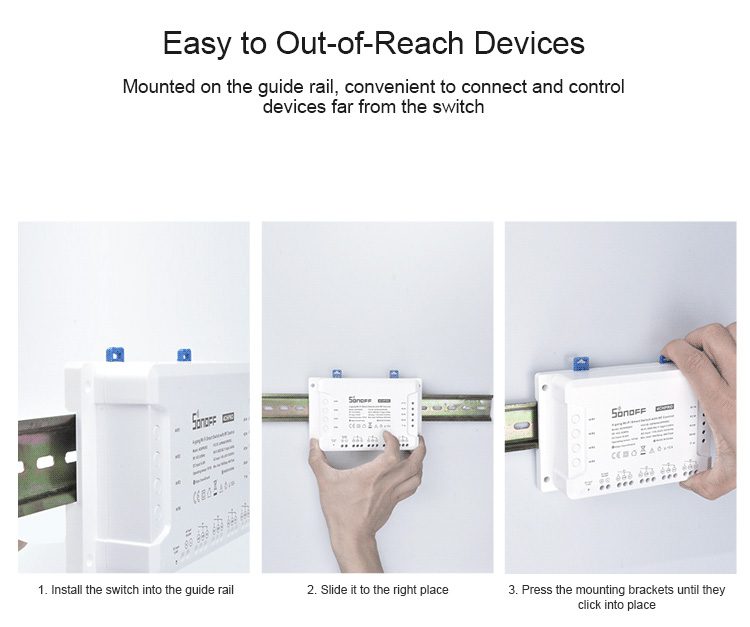 SONOFF Smart Διακόπτης 4CH PRO R3, 4 θέσεων, 40A, RF control, λευκός 4 RF control