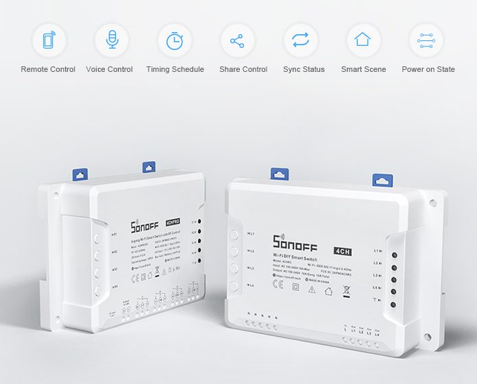 SONOFF Smart Διακόπτης WiFi 4CH R3, 4 θέσεων, 16A, λευκός 5 SONOFF Smart Διακόπτης WiFi 4CH R3, 4 θέσεων, 16A, λευκός - Image 5