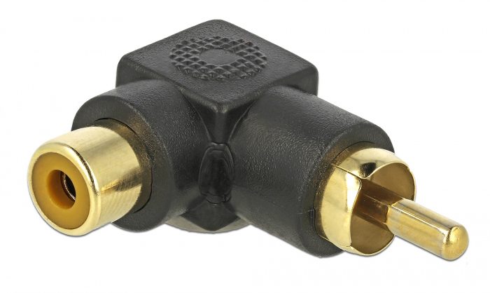 DELOCK Adapter RCA male σε RCA female 66168, γωνιακός, μαύρος 1 DELOCK Adapter RCA male σε RCA female 66168