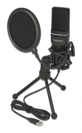 DELOCK Mικρόφωνο studio με pop φίλτρο & αντιανέμιο 66331, πυκνωτικό, USB 1 DELOCK Mικρόφωνο studio με pop φίλτρο & αντιανέμιο 66331
