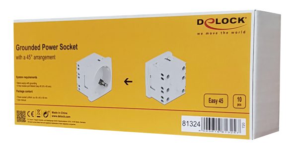 DELOCK module πρίζας ρεύματος Easy 45 81324, 45°, 45x45mm, 10τμχ 3 45x45mm