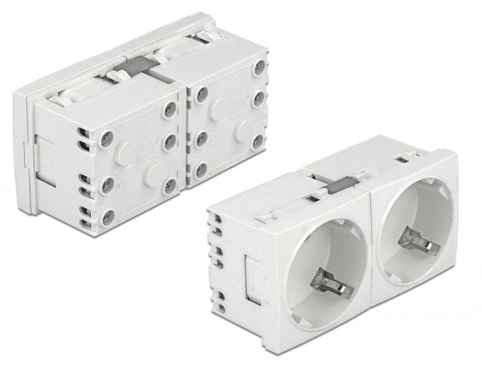 DELOCK διπλό module πρίζας ρεύματος Easy 45 81325, 45°, 45x45mm, 5τμχ 1 DELOCK διπλό module πρίζας ρεύματος Easy 45 81325