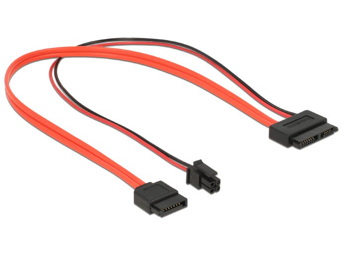 DELOCK Cable SATA 6Gb/s 7pin + 4pin σε SATA 13pin, γωνιακό 30 cm 2 γωνιακό 30 cm
