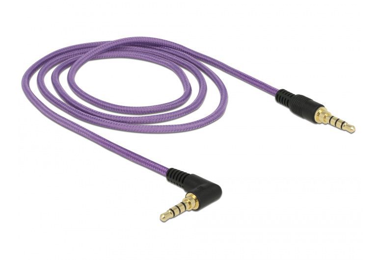 DELOCK καλώδιο Jack stereo σε Jack stereo 4pin 3.5mm, 90°, μωβ, 1m 2 90°