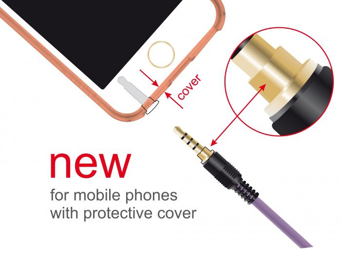 DELOCK καλώδιο Jack stereo σε Jack stereo 4pin 3.5mm, 90°, μωβ, 1m 3 μωβ