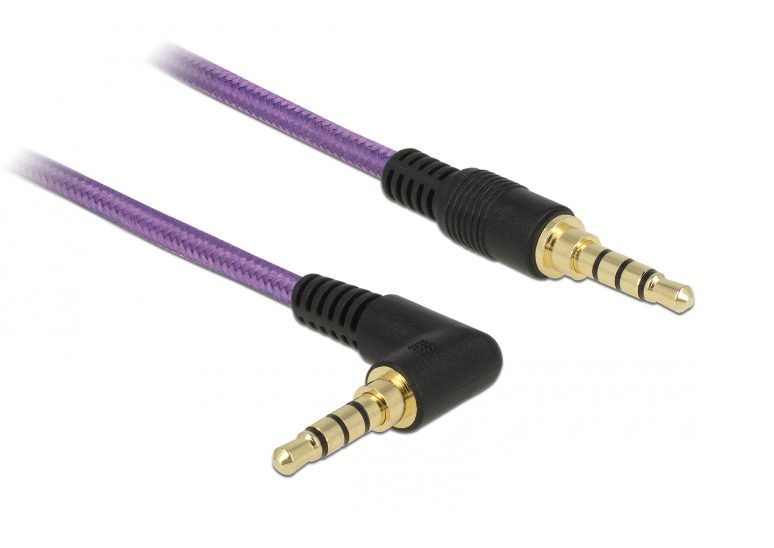 DELOCK καλώδιο Jack stereo σε Jack stereo 4pin 3.5mm, 90°, μωβ, 1m 1 DELOCK καλώδιο Jack stereo σε Jack stereo 4pin 3.5mm