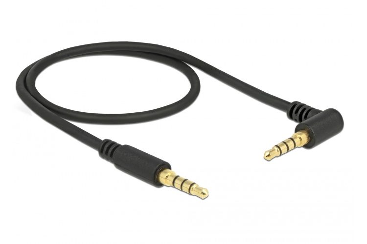 DELOCK καλώδιο Jack stereo σε Jack stereo 4pin 3.5mm, 90°, μαύρο, 3m 1 DELOCK καλώδιο Jack stereo σε Jack stereo 4pin 3.5mm