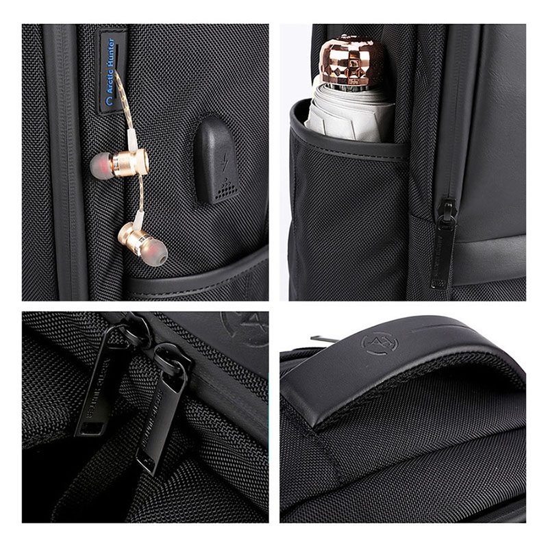 ARCTIC HUNTER τσάντα πλάτης B00120C-BK με θήκη laptop, αδιάβροχη, μαύρη 3 μαύρη