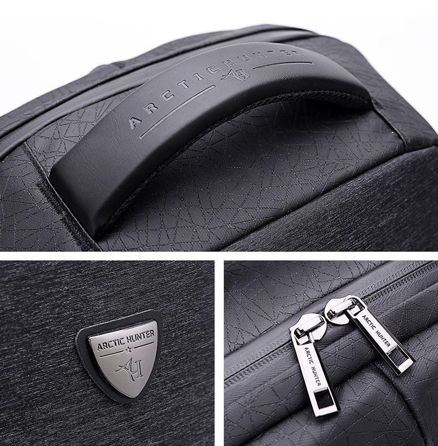 ARCTIC HUNTER τσάντα πλάτης B00193-BK με θήκη laptop, αδιάβροχη, μαύρη 3 μαύρη