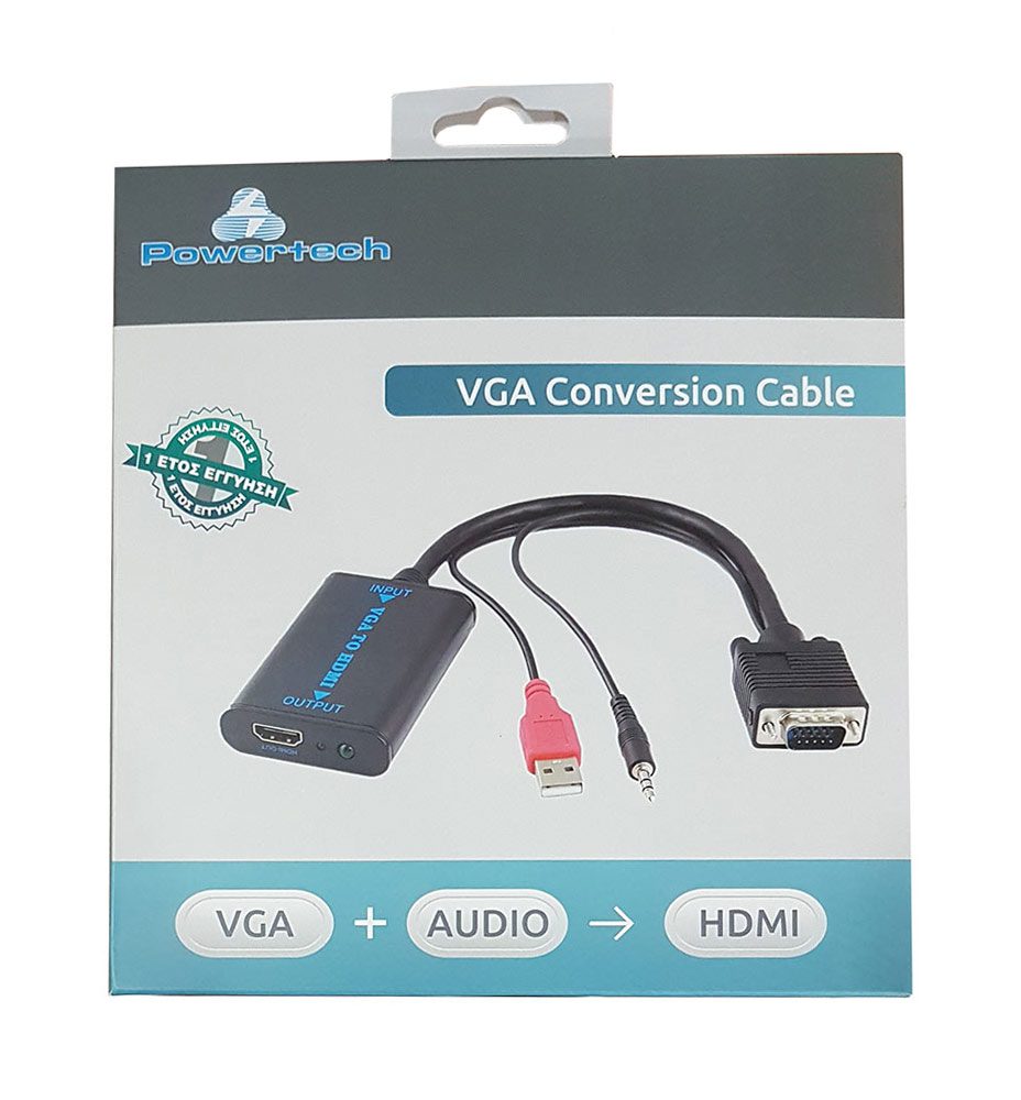 POWERTECH Μετατροπέας VGA-USB-3.5mm jack σε HDMI 1.4V, MS9288, 0.2m 2 MS9288