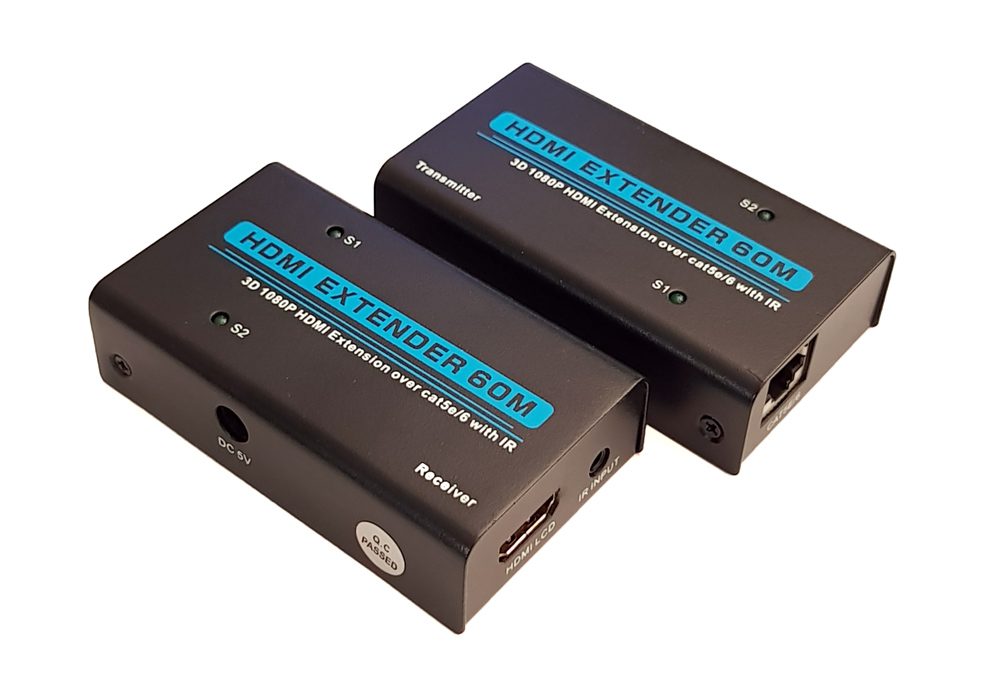 HDMI Video Extender μέσω cat-5e/cat-6e καλωδίου, Full HD, 60m 1 HDMI Video Extender μέσω cat-5e/cat-6e καλωδίου
