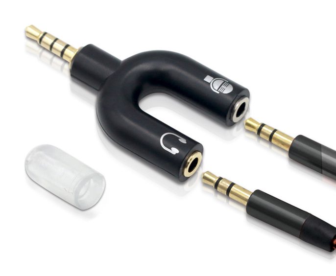 POWERTECH Splitter 3.5mm 4pin (M) σε 2x 3.5mm 4pin (F) CAB-J043, μαύρο 2 μαύρο