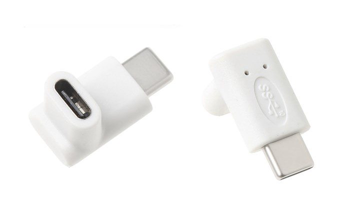 POWERTECH Adapter USB Type-C male σε USB Type-C female 90°, λευκό 1 POWERTECH Adapter USB Type-C male σε USB Type-C female 90°