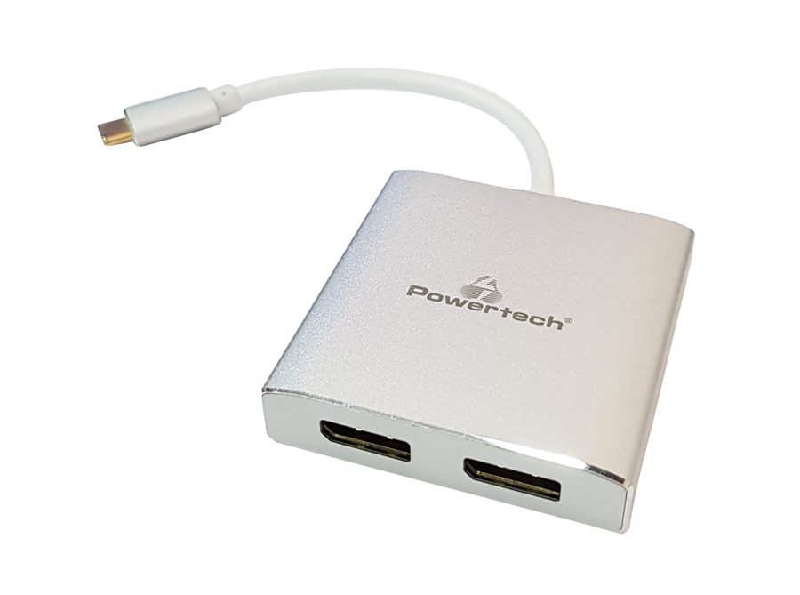 POWERTECH Converter Type-C σε 2x DisplayPort 1.2 CAB-UC034, 4K 60Hz 1 POWERTECH Converter Type-C σε 2x DisplayPort 1.2 CAB-UC034