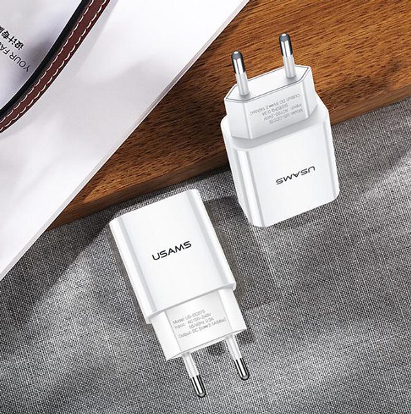 USAMS φορτιστής τοίχου T18, 1x USB, 2.1A, λευκός 2 1x USB