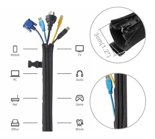 BRATECK Δεματικό Καλωδίων τύπου Flex Wrap CC15-1, με φερμουάρ, 100x10cm 4 BRATECK Δεματικό Καλωδίων τύπου Flex Wrap CC15-1, με φερμουάρ, 100x10cm - Image 4