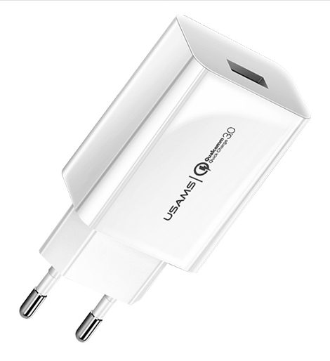 USAMS φορτιστής τοίχου T22, 1x USB, QC3.0 18W 3A, λευκός 1 USAMS φορτιστής τοίχου T22
