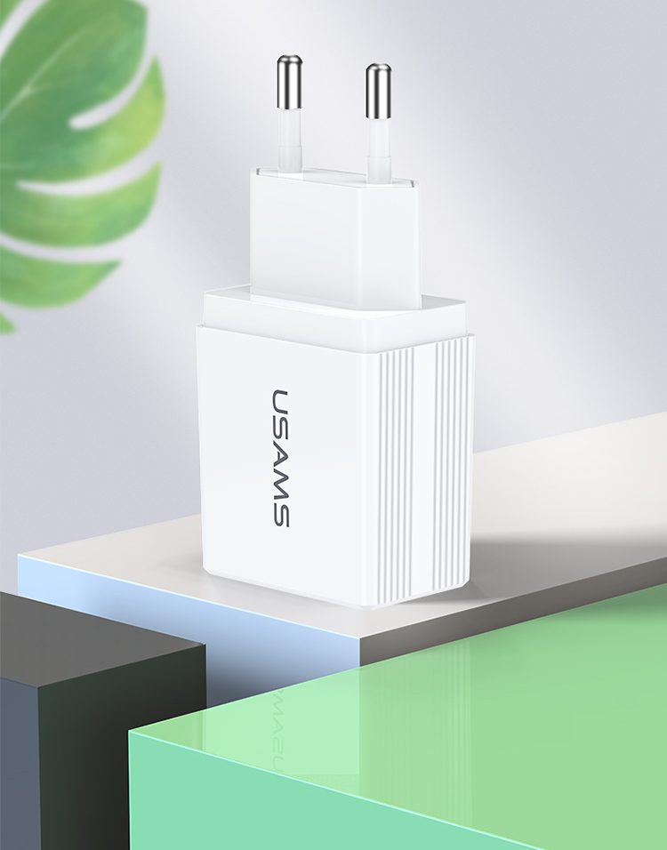 USAMS φορτιστής τοίχου T24 US-CC090, 2x USB, 2.1A, λευκός 2 2x USB