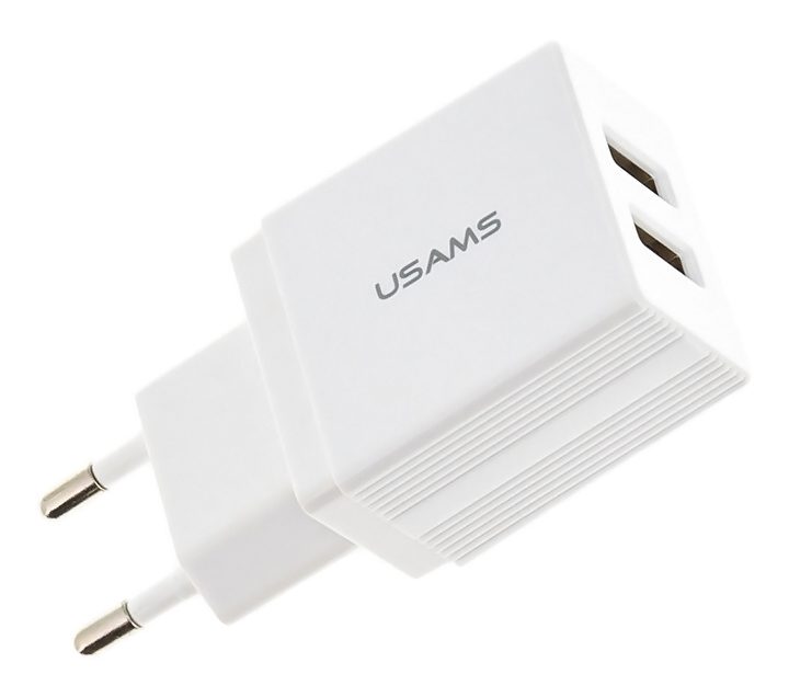 USAMS φορτιστής τοίχου T24 US-CC090, 2x USB, 2.1A, λευκός 1 USAMS φορτιστής τοίχου T24 US-CC090