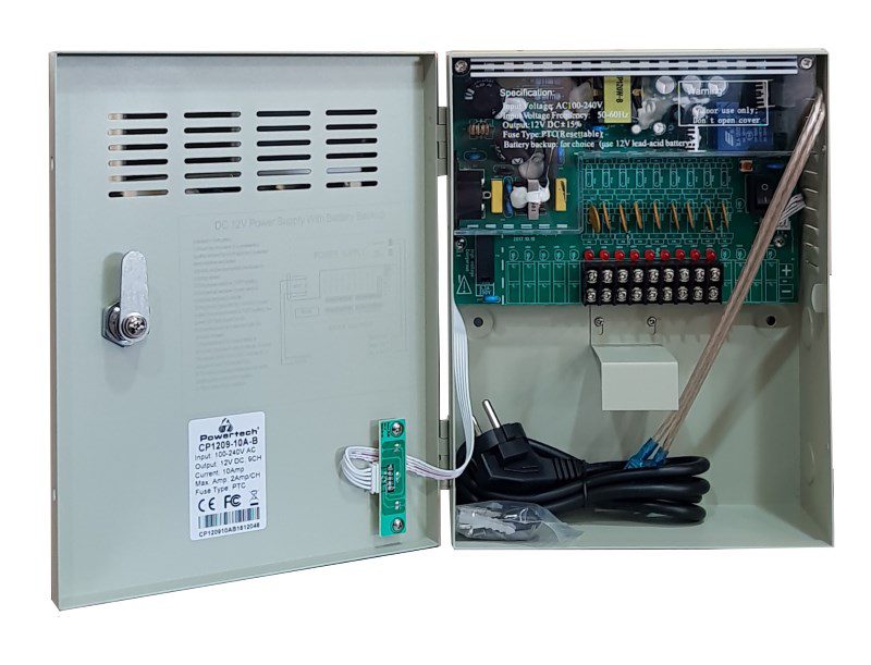 POWERTECH τροφοδοτικό CP1209-10A-B για CCTV-Alarm, DC12V 10A, 9 κανάλια 1 POWERTECH τροφοδοτικό CP1209-10A-B για CCTV-Alarm