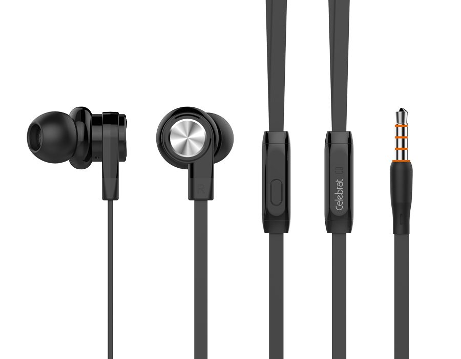 CELEBRAT earphones με μικρόφωνο D9, 10mm, 1.2m, μαύρα 4 μαύρα