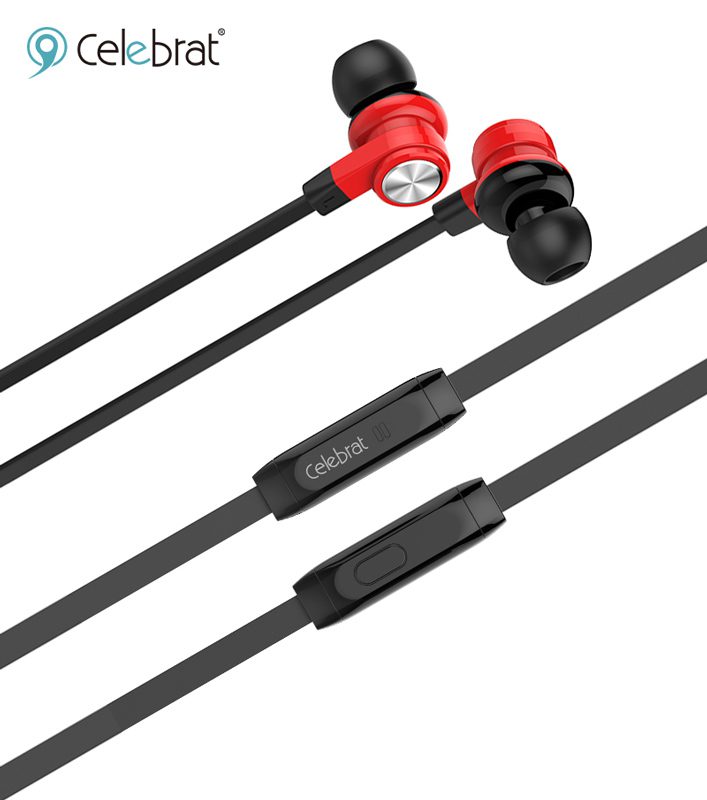 CELEBRAT earphones με μικρόφωνο D9, 10mm, 1.2m, κόκκινα 2 10mm