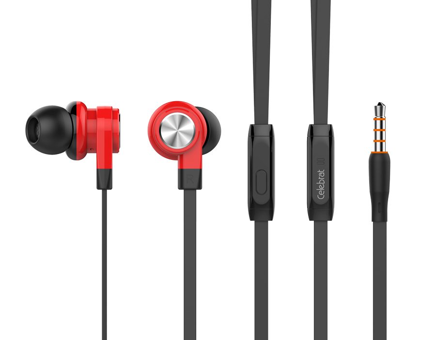 CELEBRAT earphones με μικρόφωνο D9, 10mm, 1.2m, κόκκινα 3 1.2m