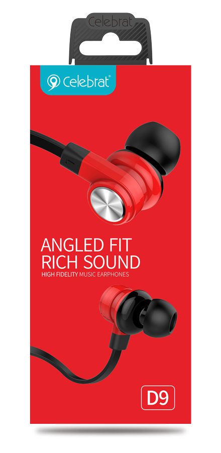 CELEBRAT earphones με μικρόφωνο D9, 10mm, 1.2m, κόκκινα 4 κόκκινα