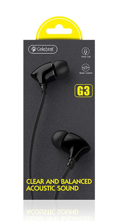 CELEBRAT Earphones με μικρόφωνο G3, on/off, 10mm, 1.2m, μαύρα 4 1.2m