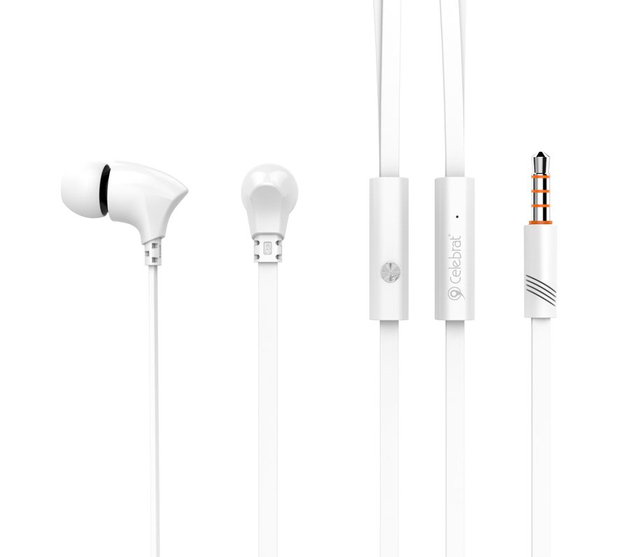CELEBRAT Earphones με μικρόφωνο G3, on/off, 10mm, 1.2m, λευκά 1 CELEBRAT Earphones με μικρόφωνο G3