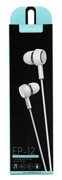 USAMS earphones με μικρόφωνο EP-12, 10mm, 1.2m, λευκά 3 1.2m