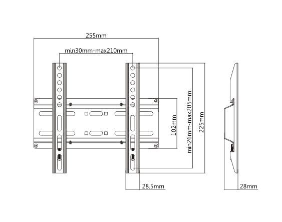BRATECK επιτοίχια βάση KL25-22F, για οθόνη 23-42", έως 35kg 3 έως 35kg