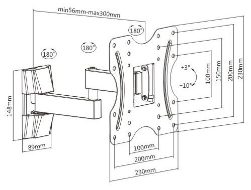 BRATECK επιτοίχια βάση KLA27-222 για οθόνη 23-42", 20kg 2 20kg