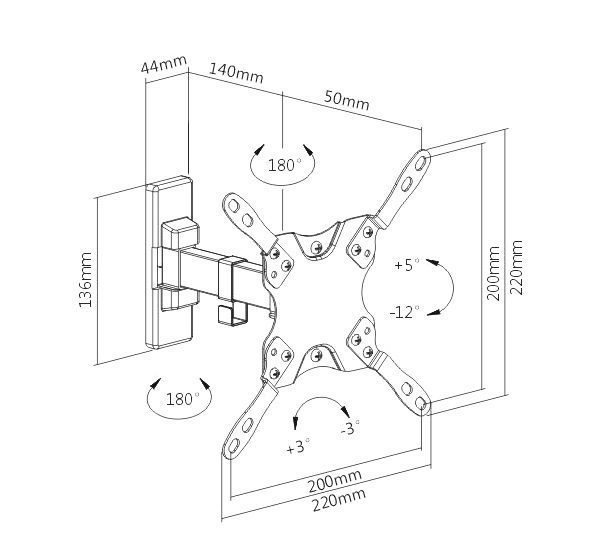 Brateck επιτοίχια βάση LDA21-221 για monitor 13-42", 20kg 2 20kg