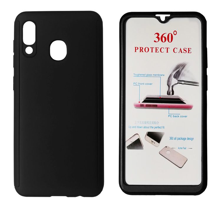 POWERTECH Θήκη Body 360° με Tempered Glass για Samsung A20, μαύρη 1 POWERTECH Θήκη Body 360° με Tempered Glass για Samsung A20