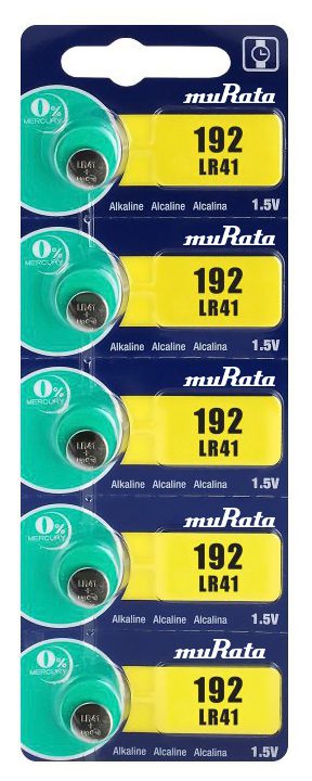 MURATA Αλκαλικές μπαταρίες ρολογιού LR41 MR-LR41, 1.5V, 5τμχ 1 MURATA Αλκαλικές μπαταρίες ρολογιού LR41 MR-LR41