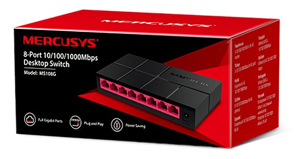 MERCUSYS Desktop Switch MS108G, 8x 10/100/1000 Mbps, Ver. 1 4 MERCUSYS Desktop Switch MS108G, 8x 10/100/1000 Mbps, Ver. 1 - Image 4