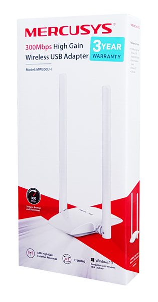 MERCUSYS Wireless USB Adapter MW300UH, 300Mbps, 2x2 MIMO, Ver. 1 2 300Mbps