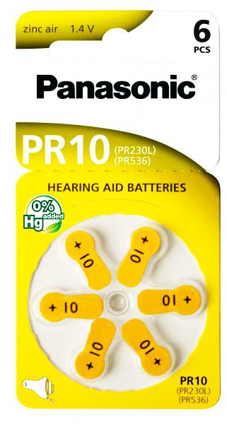 PANASONIC μπαταρίες ακουστικών βαρηκοΐας PR10, mercury free, 1.4V, 6τμχ 1 PANASONIC μπαταρίες ακουστικών βαρηκοΐας PR10