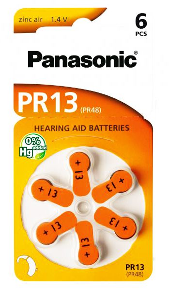 PANASONIC μπαταρίες ακουστικών βαρηκοΐας PR13, mercury free, 1.4V, 6τμχ 1 PANASONIC μπαταρίες ακουστικών βαρηκοΐας PR13