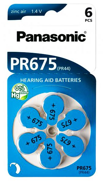 PANASONIC μπαταρίες ακουστικών βαρηκοΐας PR675, mercury free, 1.4V, 6τμχ 1 PANASONIC μπαταρίες ακουστικών βαρηκοΐας PR675