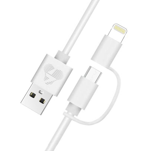POWERTECH Καλώδιο USB σε Micro/Lightning prime PT-707, MFi, 1m, λευκό 1 POWERTECH Καλώδιο USB σε Micro/Lightning prime PT-707