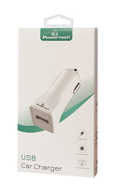 POWERTECH Φορτιστής Αυτοκινήτου PT-762, 1x USB, 1A, λευκός 2 1x USB