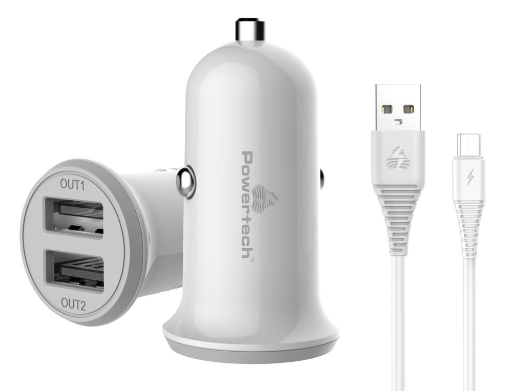 POWERTECH Φορτιστής αυτοκινήτου & καλώδιο Micro USB PT-772, 2x USB, 3.4A 1 POWERTECH Φορτιστής αυτοκινήτου & καλώδιο Micro USB PT-772